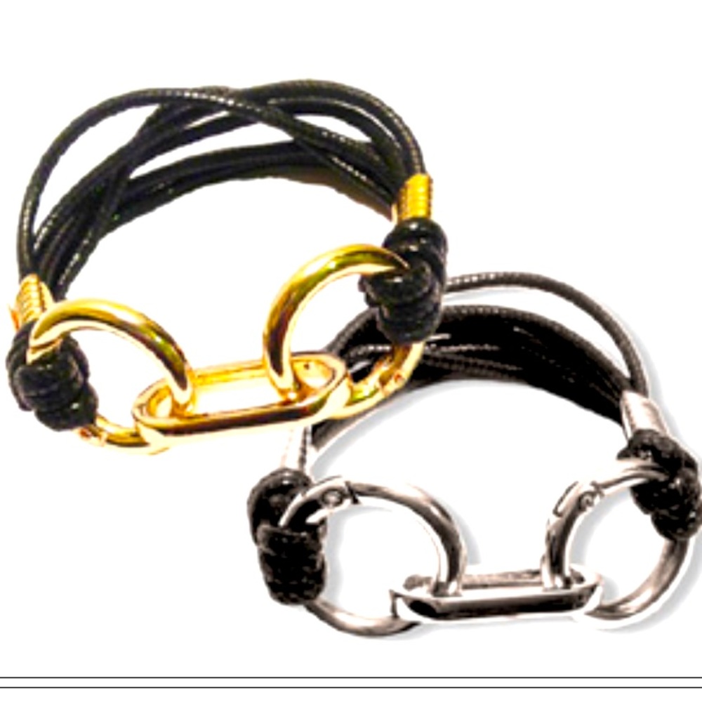 Leather strap bracelets gold or silver